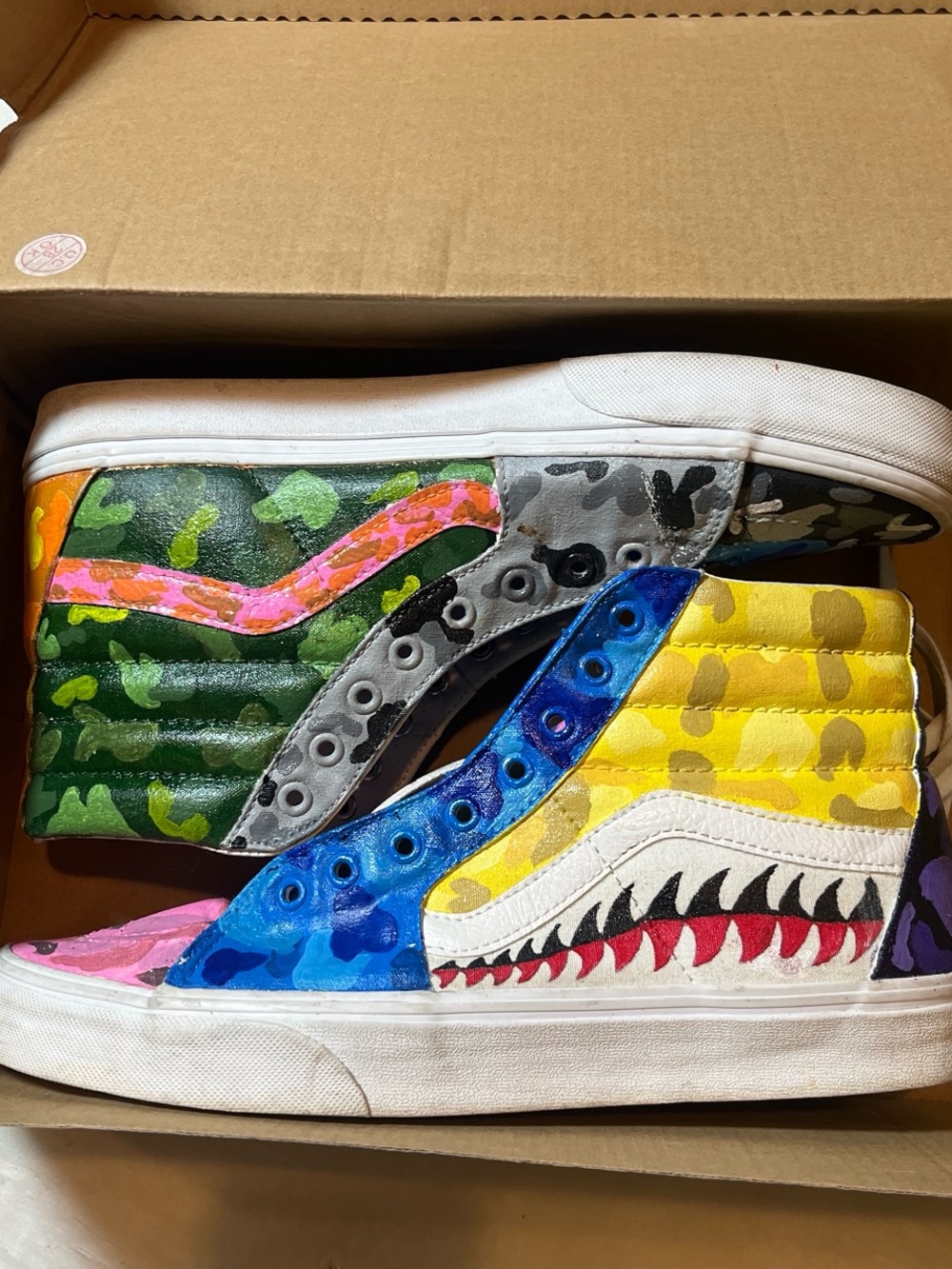 Vans Multicolor High-Top Sneakers with Shark-Tooth Graphic